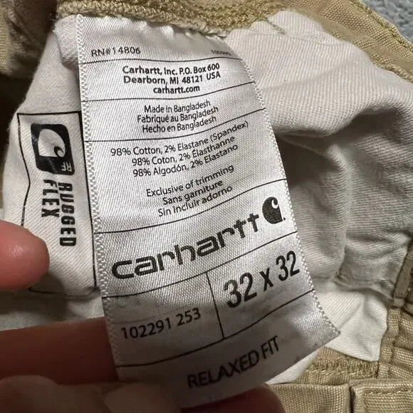 Carhartt Pants Mens 32 x32 Tan Relaxed Rugged Flex Canvas Work - Picture 8 of 12